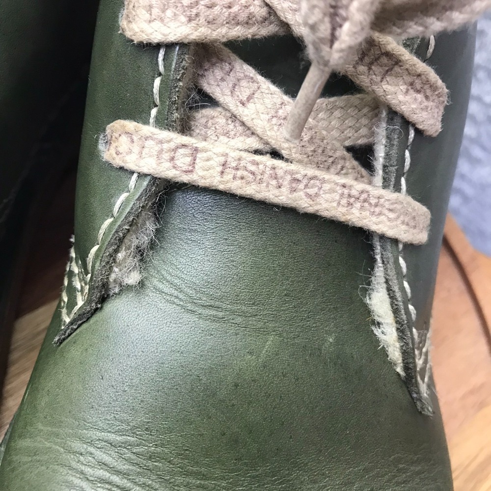 Danish Duck Feet Faborg Boots EU 45 M 11.5 W 13 Forest Green Leather Wool Lined - Picture 6 of 13